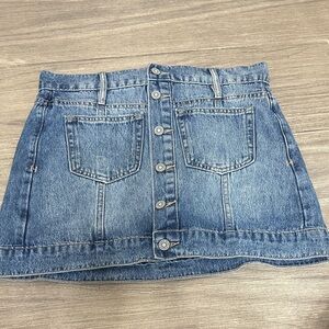 Chic Blue Denim Button-Front Mini Skirt
